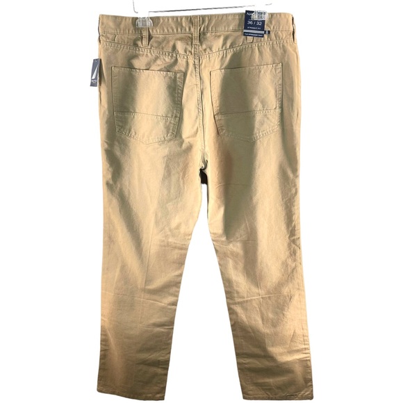 Nautica Tan Khaki Straight Fit Spinnaker Pant 100% Cotton in Size 36W x 32L NWT - Picture 5 of 13